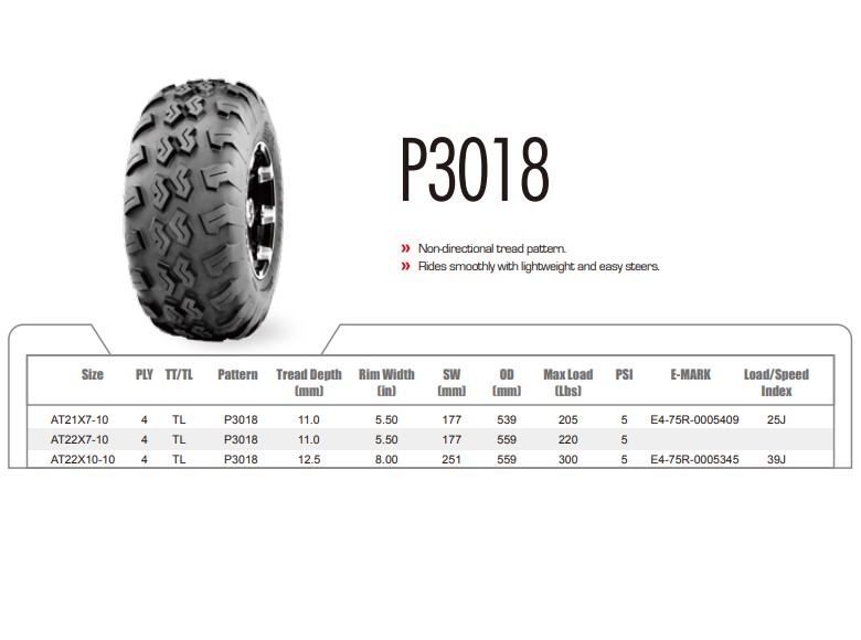 Wanda AT22X10-10 P3018 4PR Atv Arka Lastik